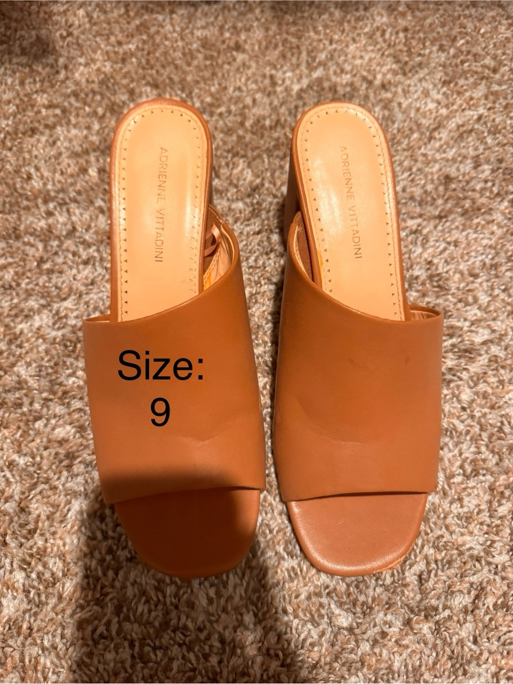 Adrienne Vittadini Cognac Tan Slide Mules